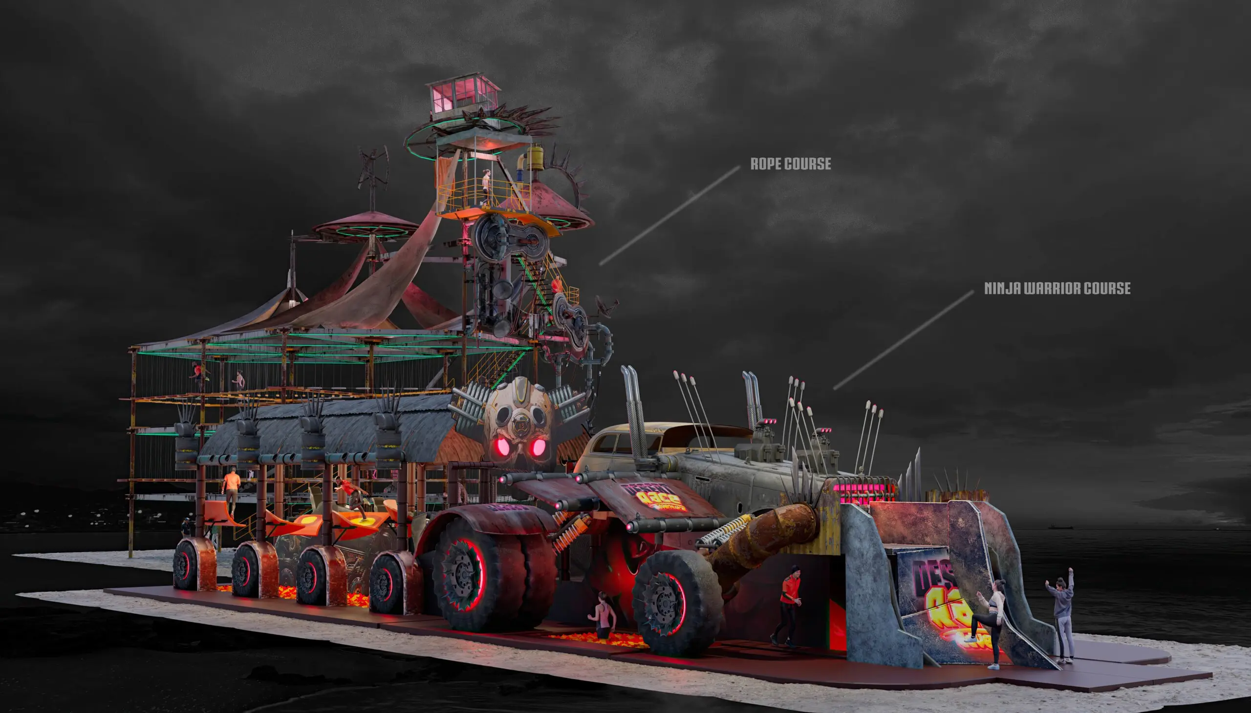 post apocalyptic rope course park design and construction