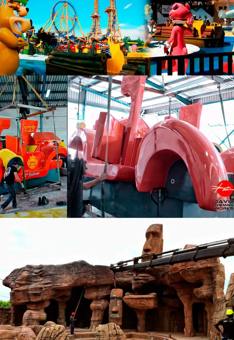 resin and fiber sculptures.