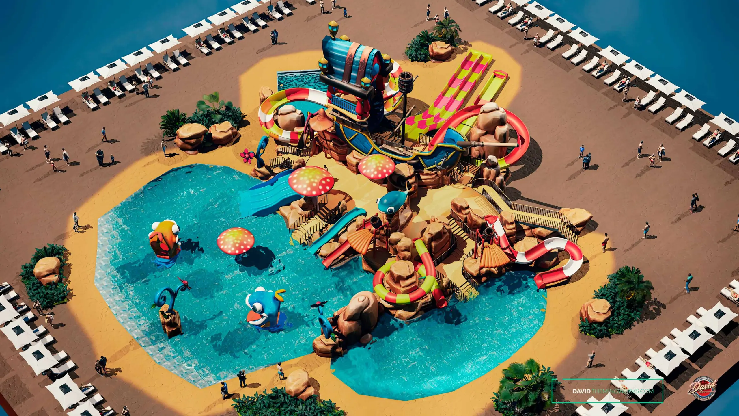 CUSTOM WATER SLIDE KIDS SWIMMING POOL DESIGN AND CONSTRUCTION