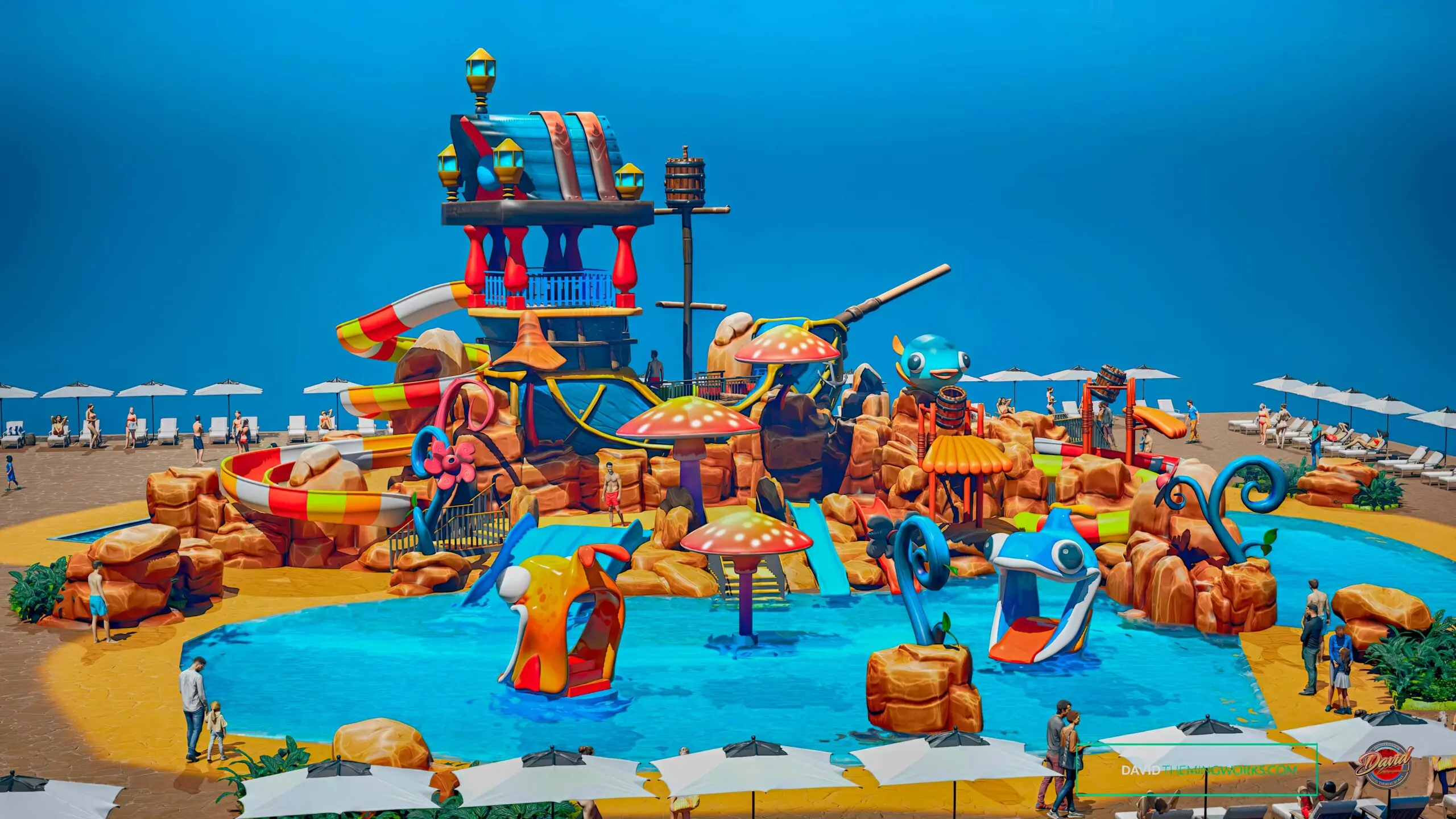 CUSTOM WATER SLIDE KIDS SWIMMING POOL DESIGN AND CONSTRUCTION