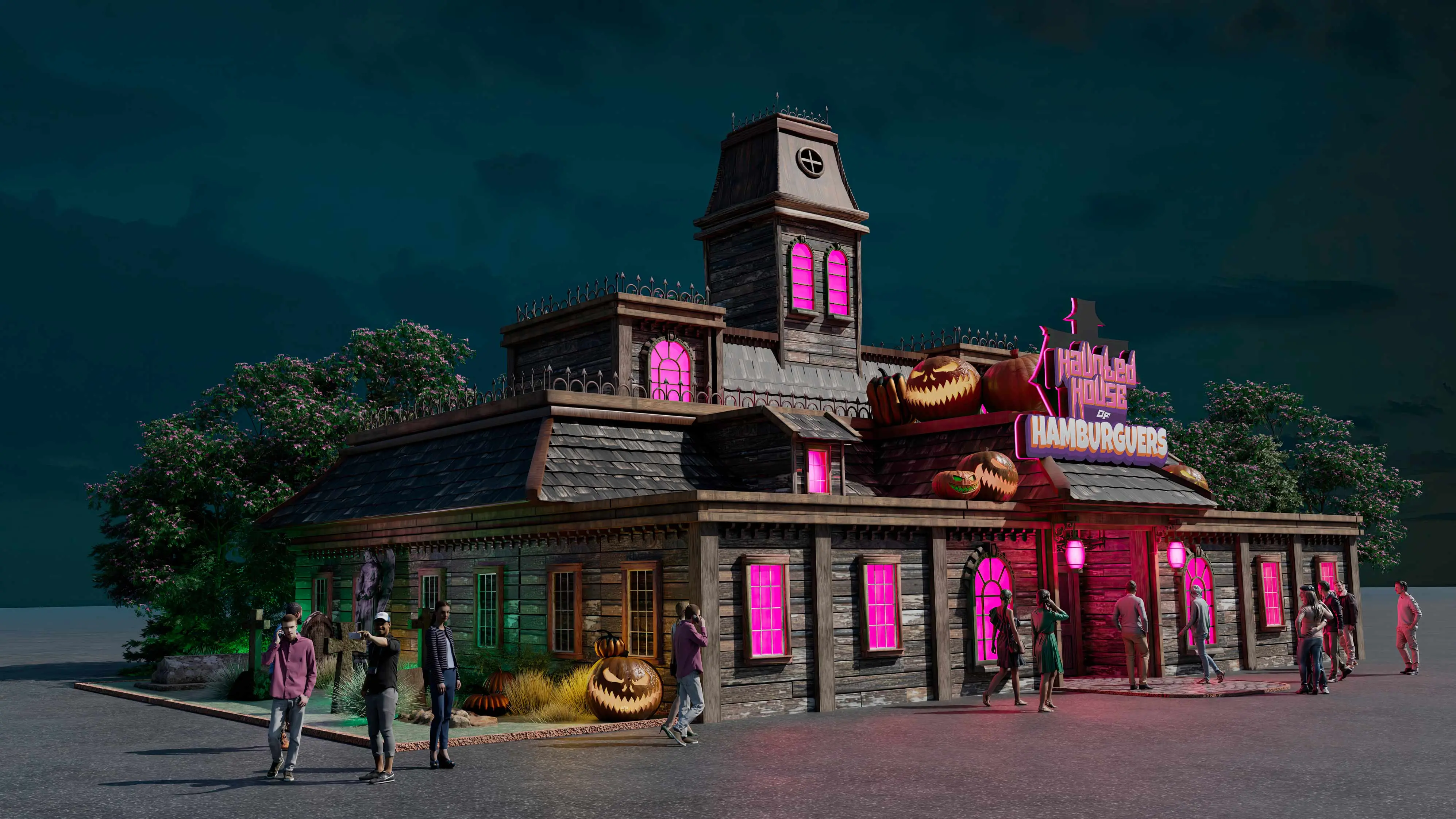 haunted maze construction, themed show sets