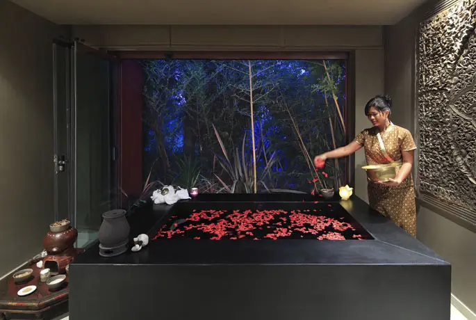 resort pool design with themed elements  <br />