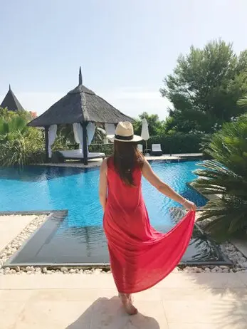 thematic pool and sculpture construction  <br />