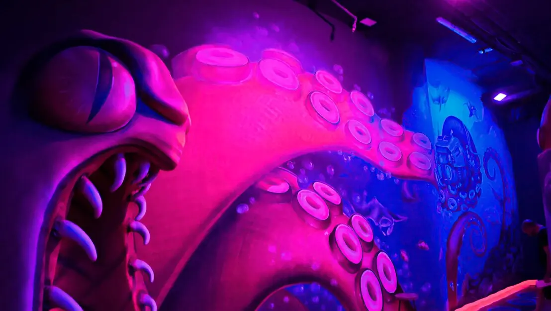 futuristic blacklight mini golf design  