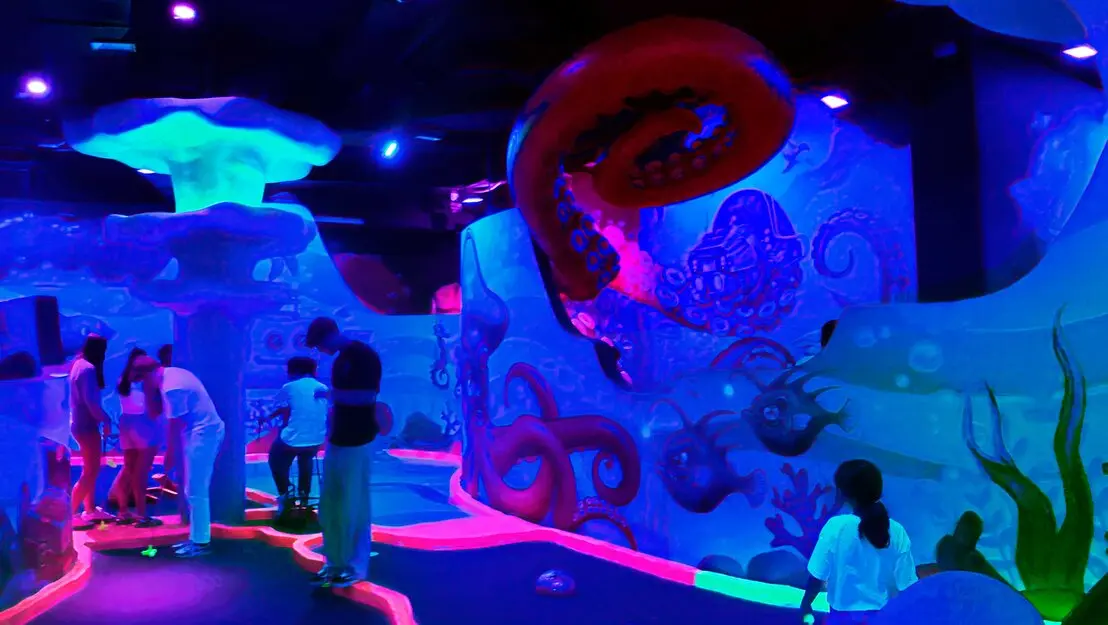 glow-in-the-dark mini golf construction  