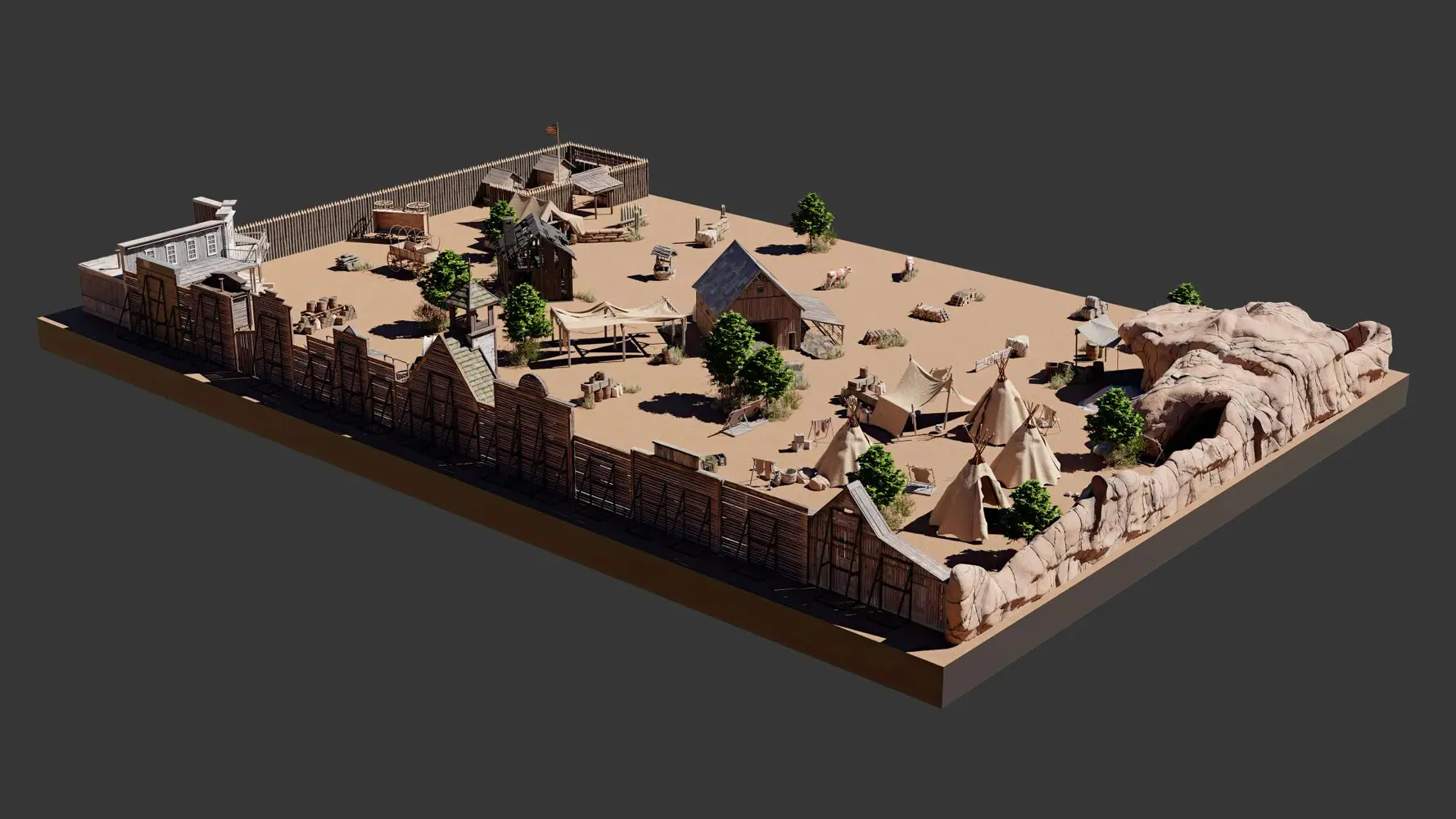 wild west shooting arena construction  <br />