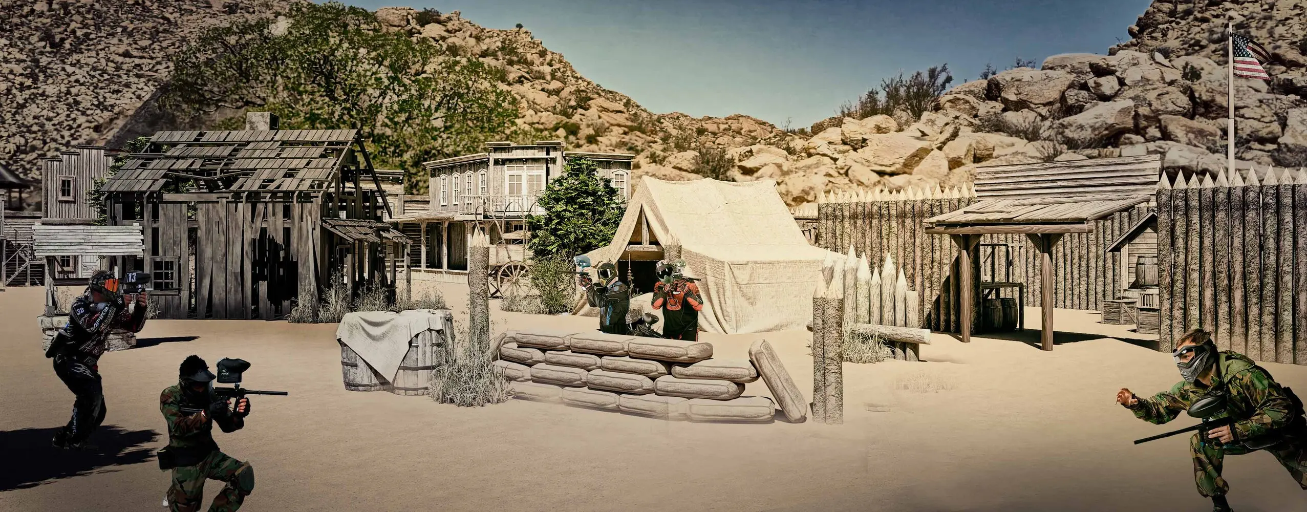 themed paintball park wild west  <br />