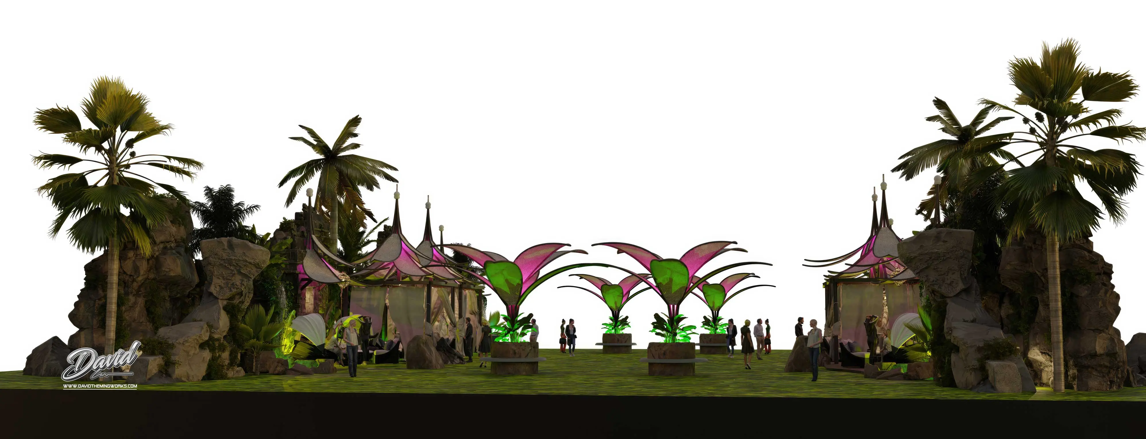 custom-built temple stage themed scenic design for festivals