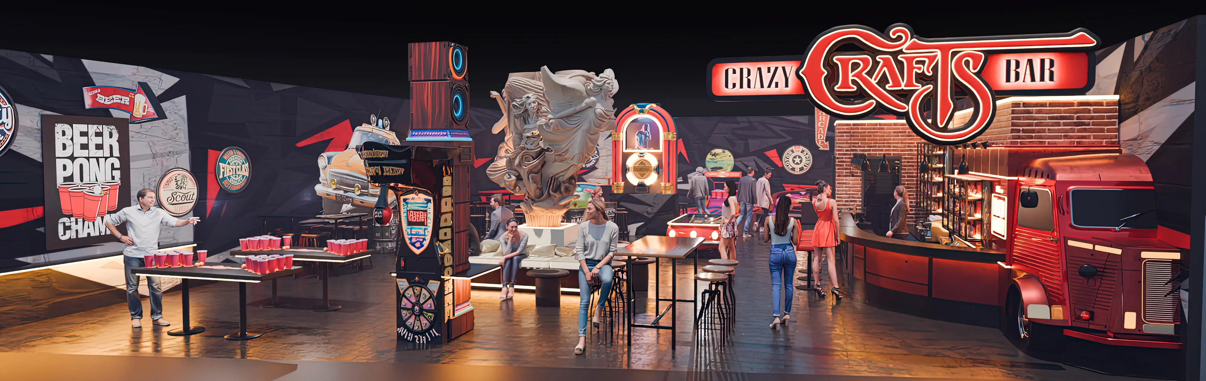 interactive mini golf bar experience entertainment bar design with mini golf