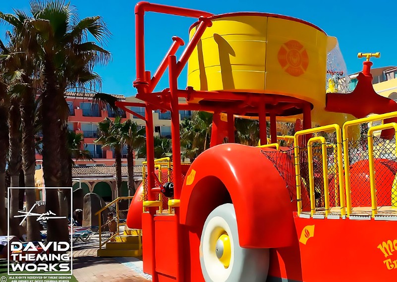 toboganes camion de bombero piscina infantil