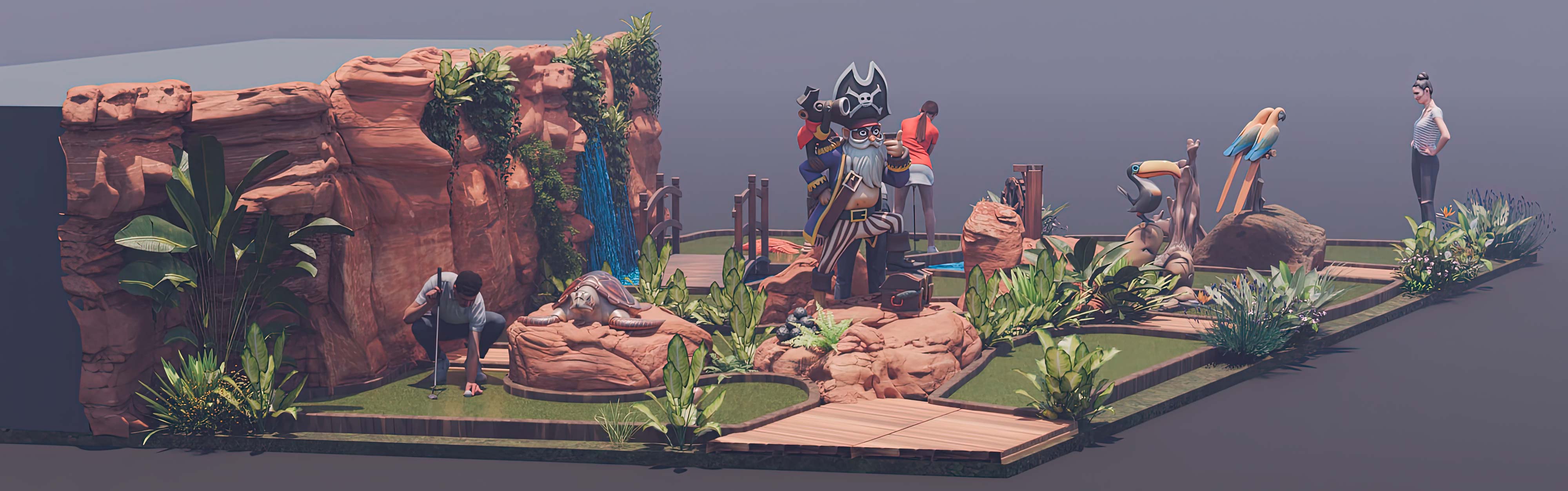 diseño de minigolf de aventura para parques al aire libre empresas que fabrican minigolf tematizado exterior e interior