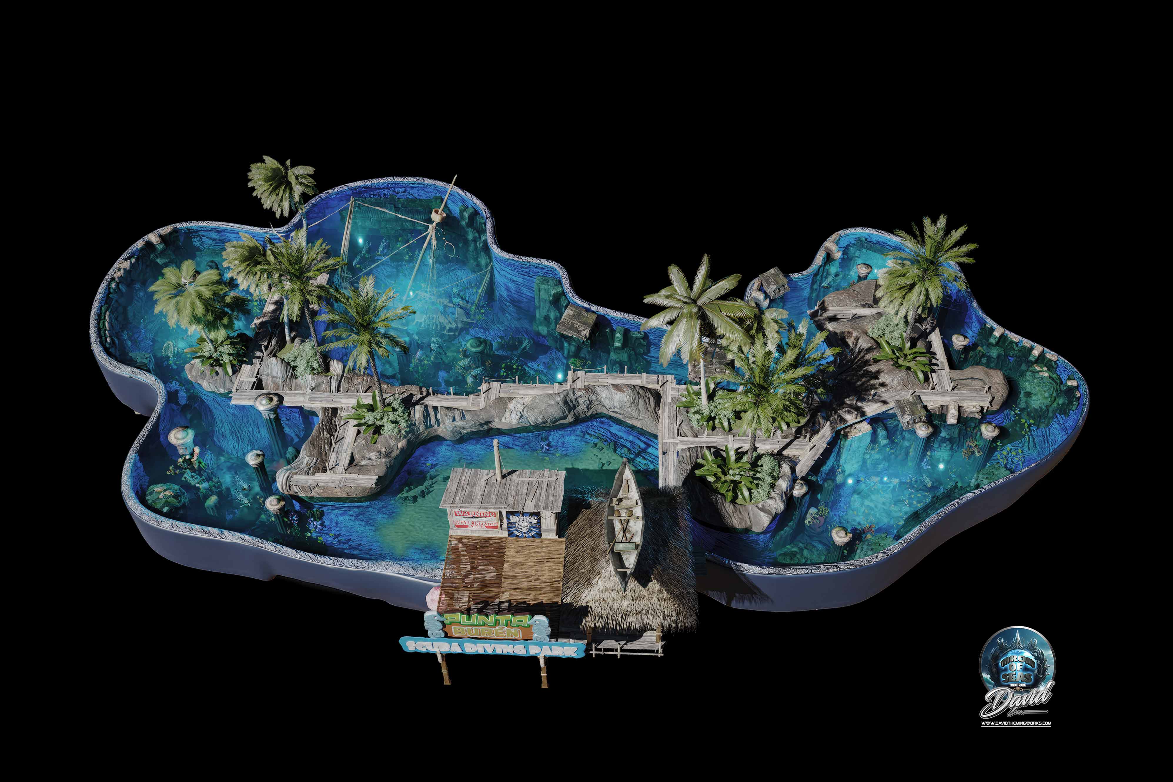 cómo diseñar un parque temático de espeleobuceo parques de buceo con cuevas artificiales y túneles